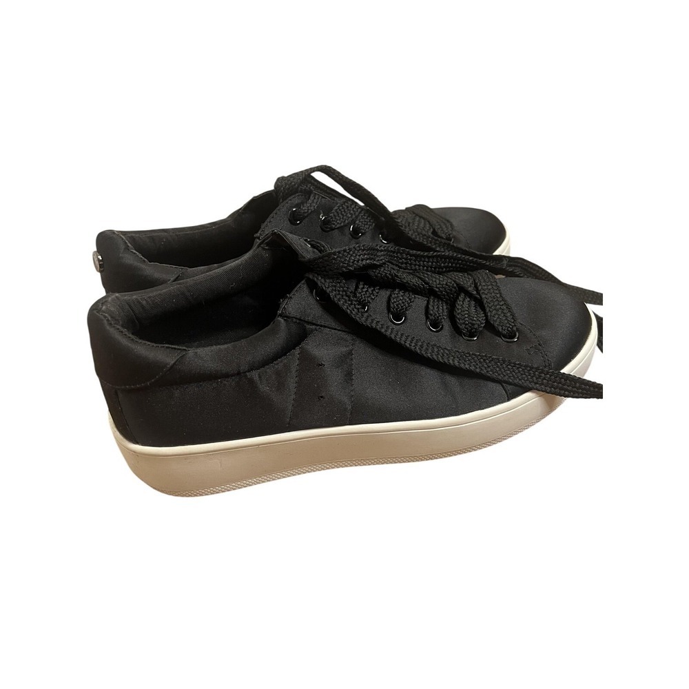 Steve Madden Bertie-S Shoes Wm 9.5 Black Satin Platform Sneaker Casual